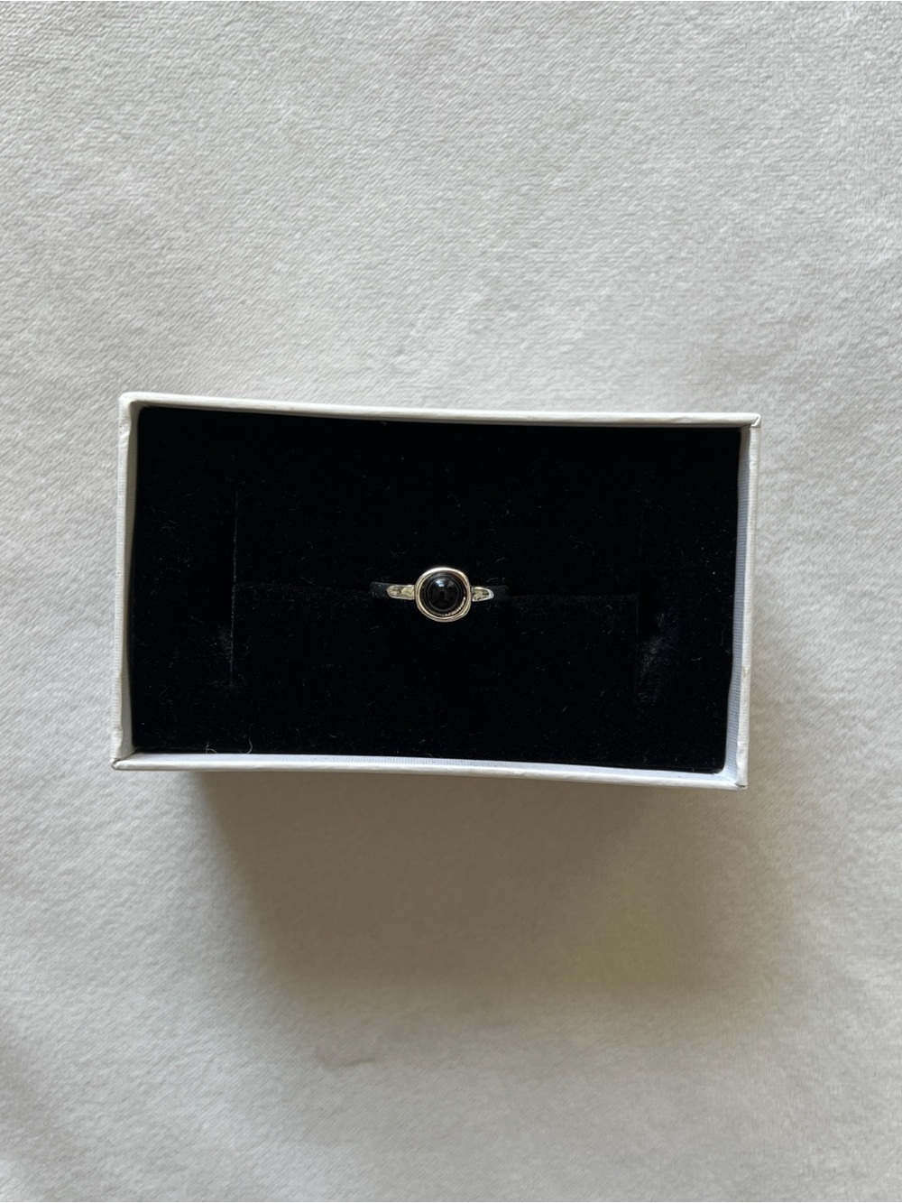 Silver Black Stone Ring - Elegant Minimalist Design